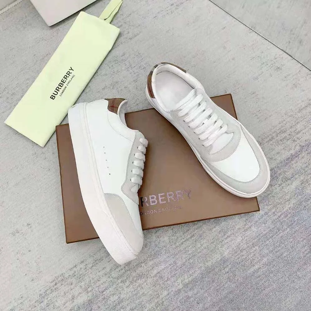 Burberry Leather Suede and Check Cotton Sneakers for Men Burberry Leather Suede and Check Cotton Sneakers for Men