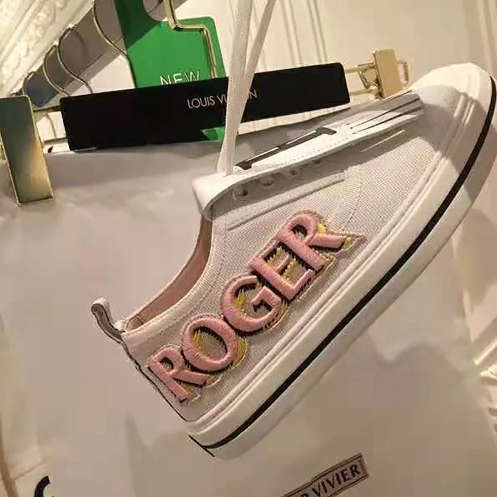 Roger Vivier Call Me Vivier Patch Sneakers for Women in White Roger Vivier Call Me Vivier Patch Sneakers for Women in White