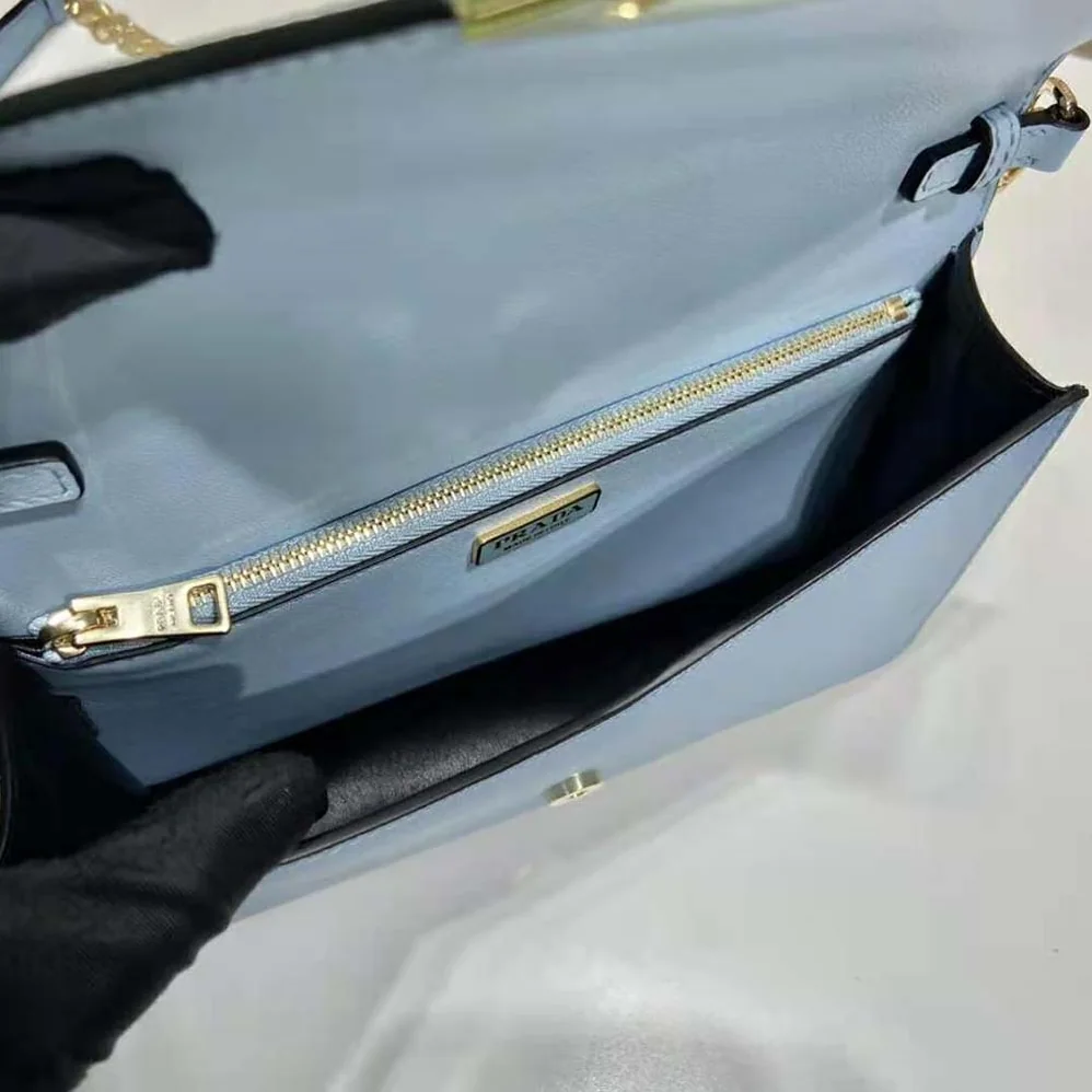 Prada Saffiano Leather Shoulder Bag for Women in Blue