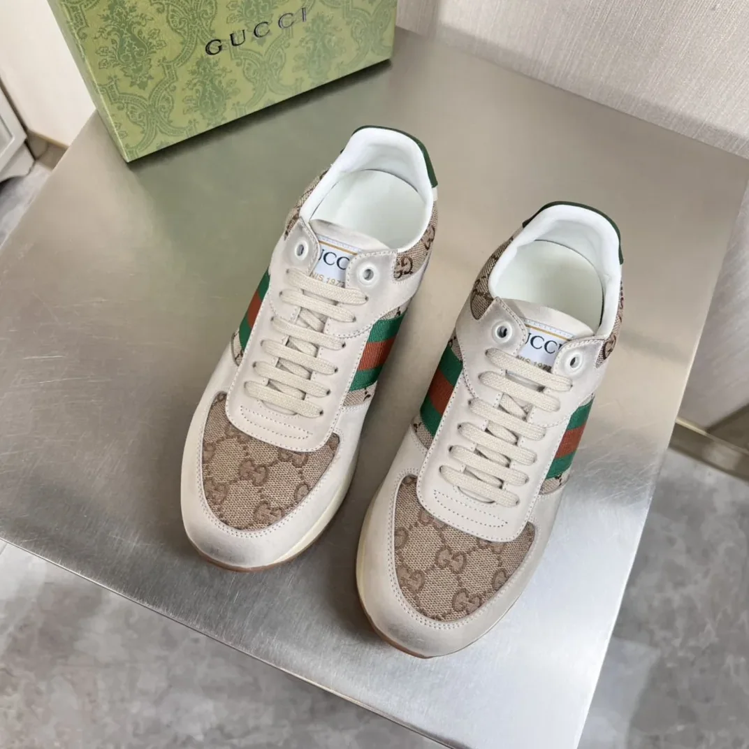Gucci GG Sneaker With Web Green GG Shoes for Men