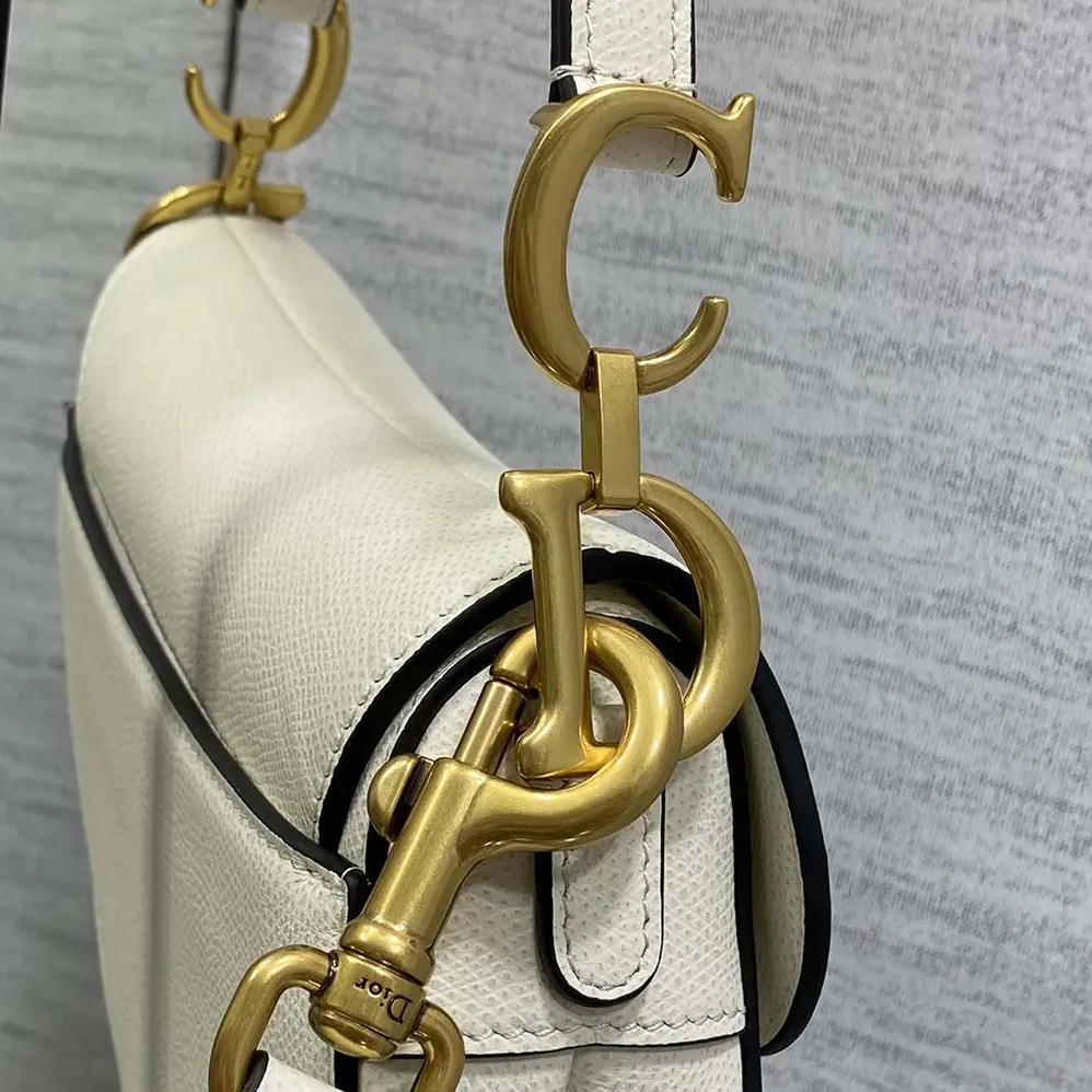 Dior Saddle Bag with Strap Latte Grained Calfskin for Women
