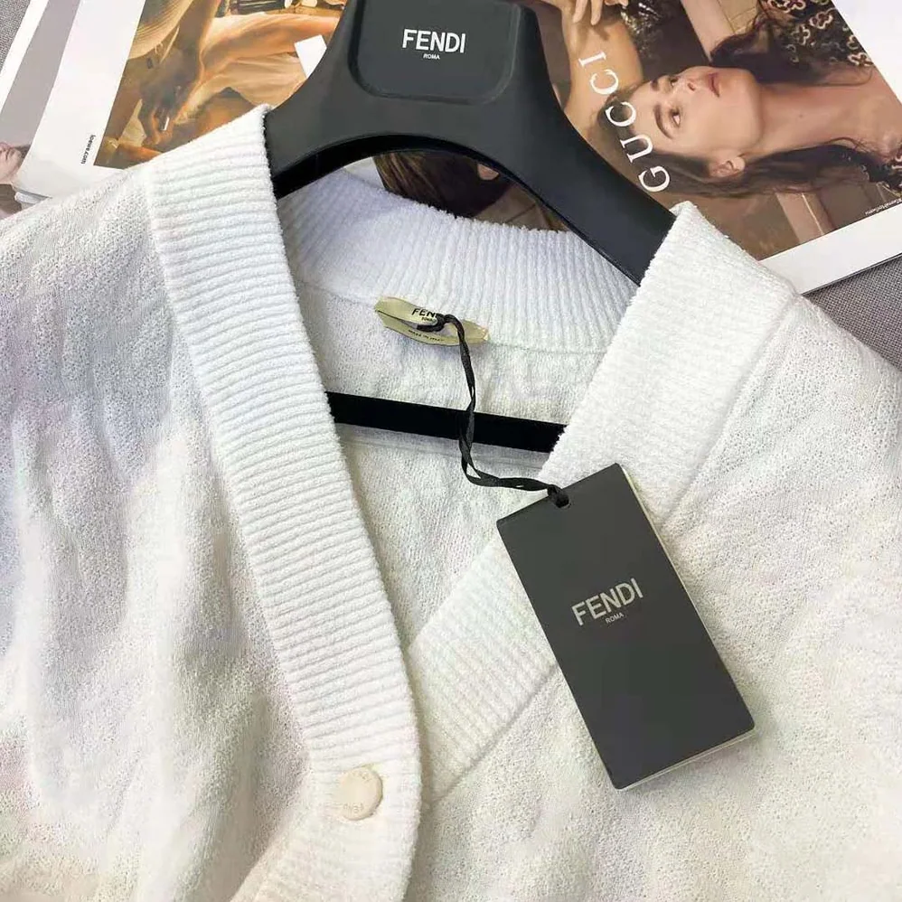 Fendi Cardigan White Cotton Cardigan for Women Fendi Cardigan White Cotton Cardigan for Women