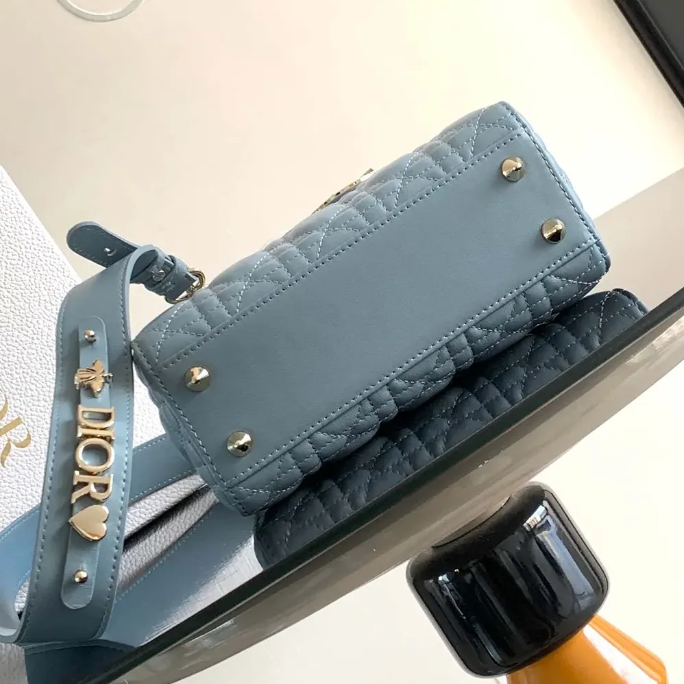 Dior Small Lady Dior My ABCDior Bag Pale Blue Cannage Lambskin for Women