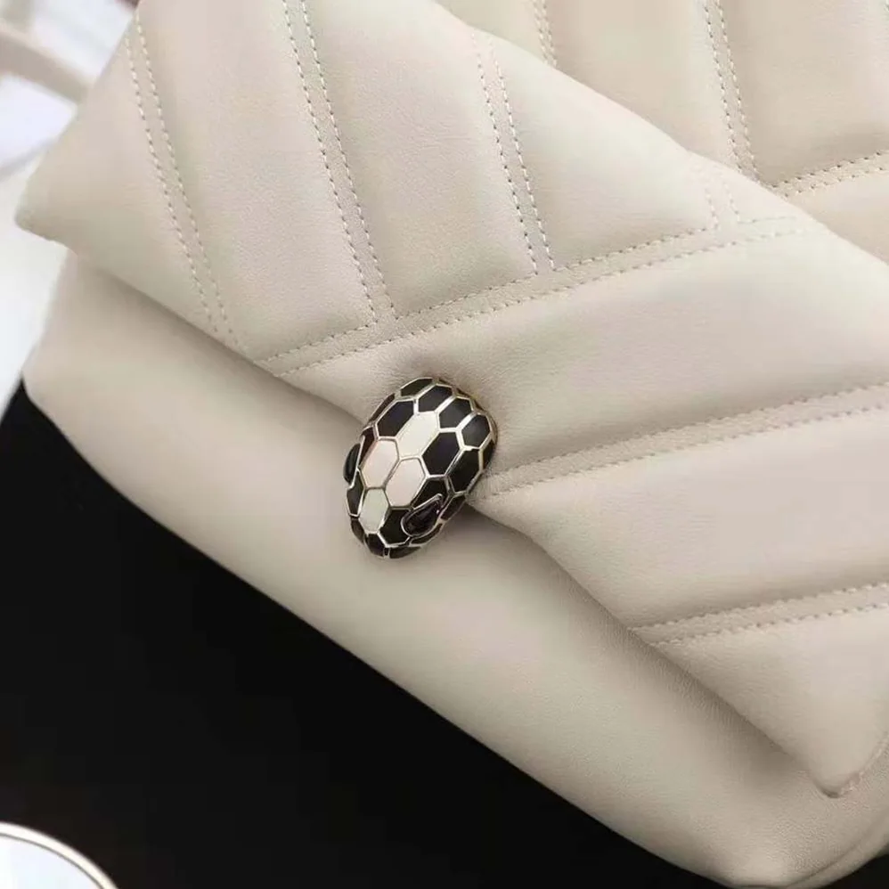 Bvlgari Serpenti Cabochon Backpack in White Agate Calf Leather for Women