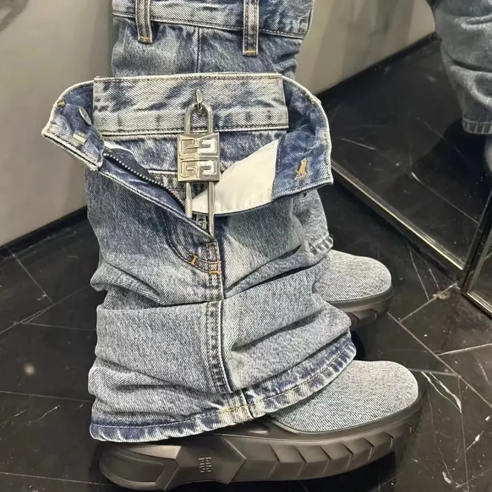 Givenchy Shark Lock Biker Ankle Boots in Jeans for Women