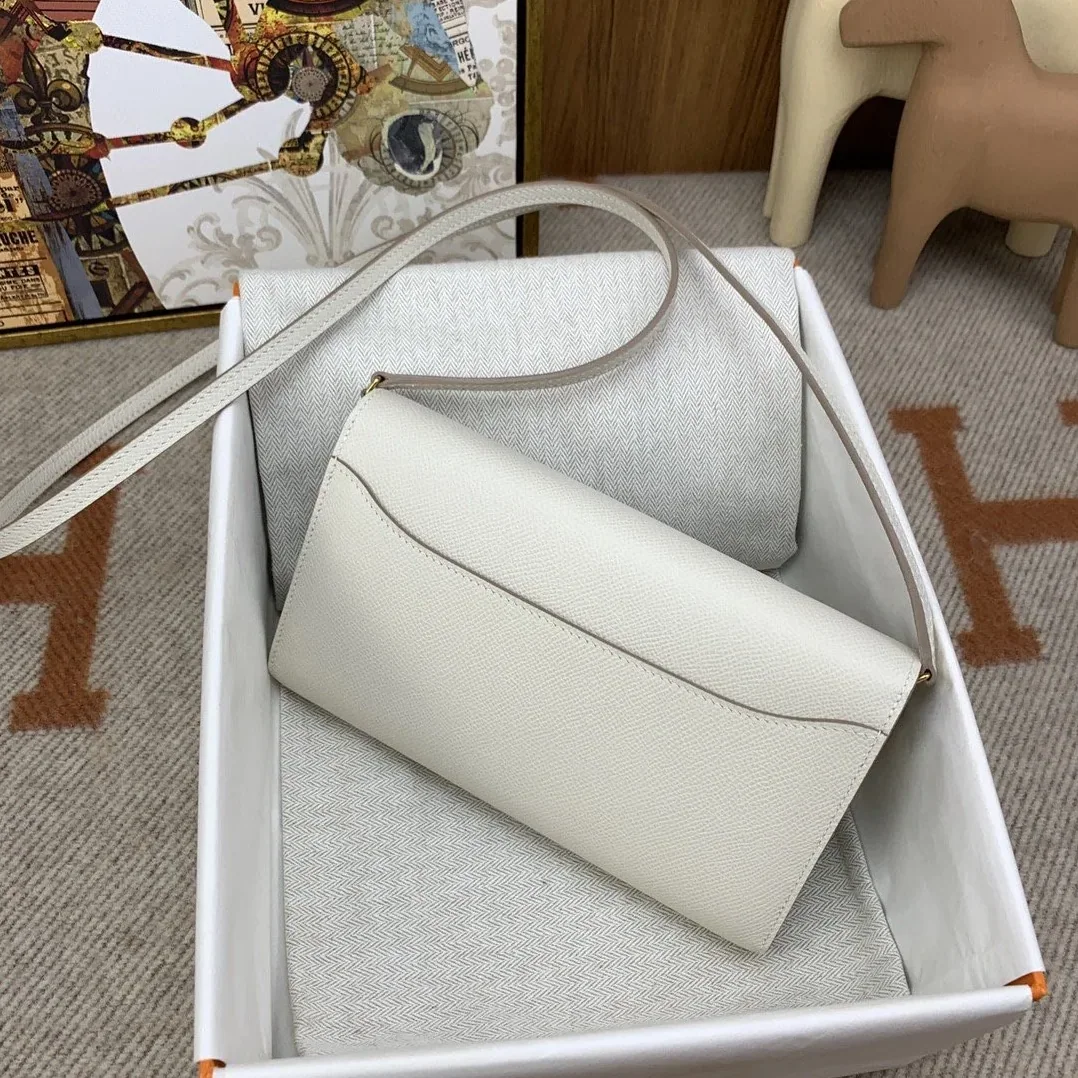 Hermes Constance Long Togo Wallet White, Gold Toned Hardware Bag