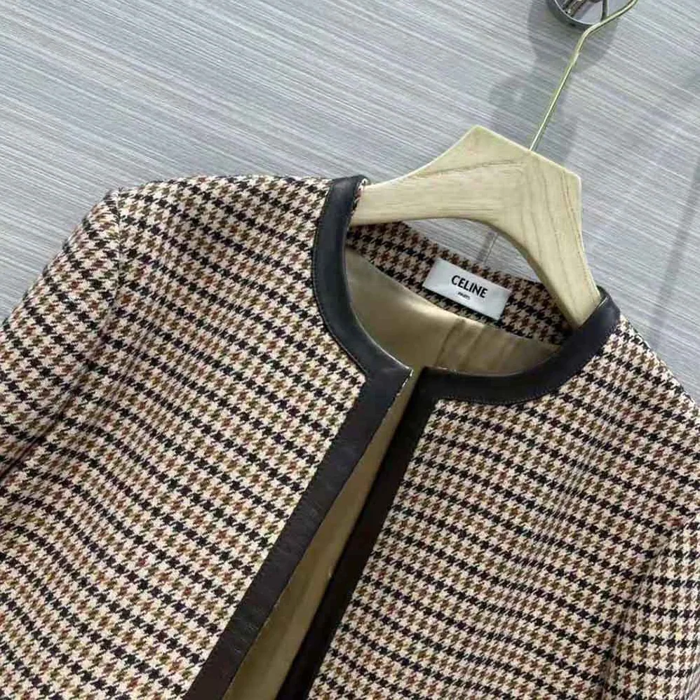 Celine Chasseur Jacket in Houndstooth Wool for Women Celine Chasseur Jacket in Houndstooth Wool for Women
