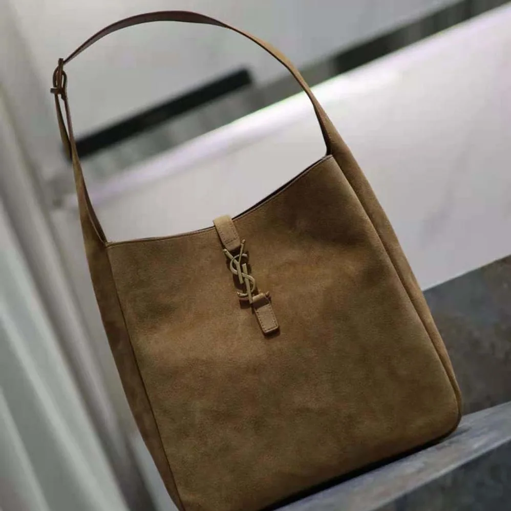 Saint Laurent YSL Le 5 à 7 Supple Small in Suede for Women in Brown Saint Laurent YSL Le 5 à 7 Supple Small in Suede for Women in Brown