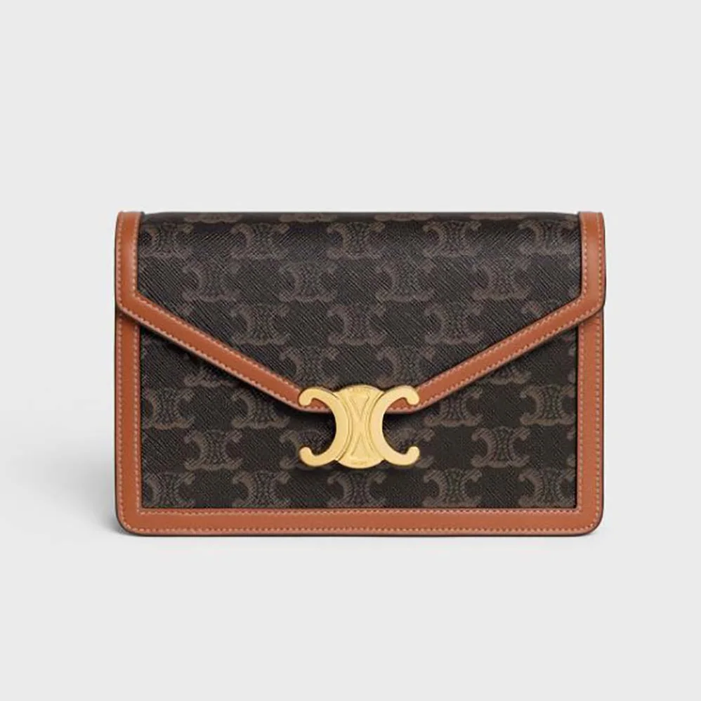 Celine Wallet on Chain Margo in Triomphe Canvas and Calfskin for Women Celine Wallet on Chain Margo in Triomphe Canvas and Calfskin for Women