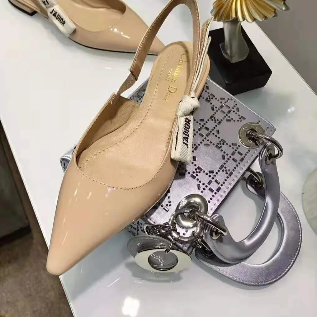 Dior J'adior Patent Calfskin Ballet Pump in 1cm Heel for Women in Sandy