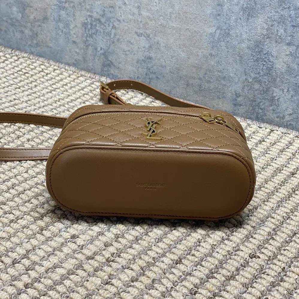 Saint Laurent YSL Gaby Vanity Bag In Lambskin for Women in Brown Saint Laurent YSL Gaby Vanity Bag In Lambskin for Women in Brown