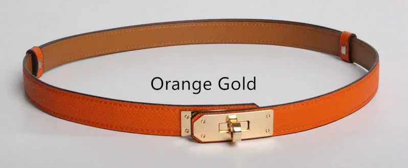 High Quality Real Leather 1.8cm Width Belts Golden for Women's