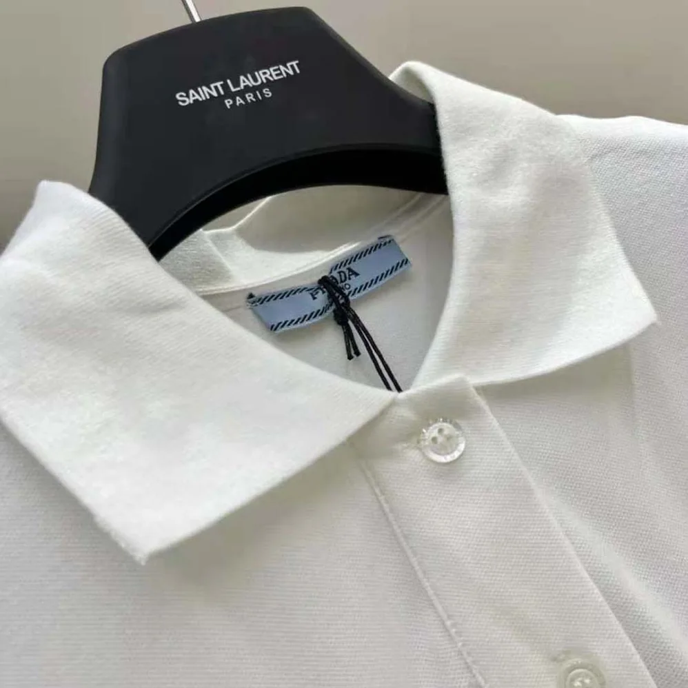 Prada Piqué Midi-dress with Fabric Triangle Logo for Women in White