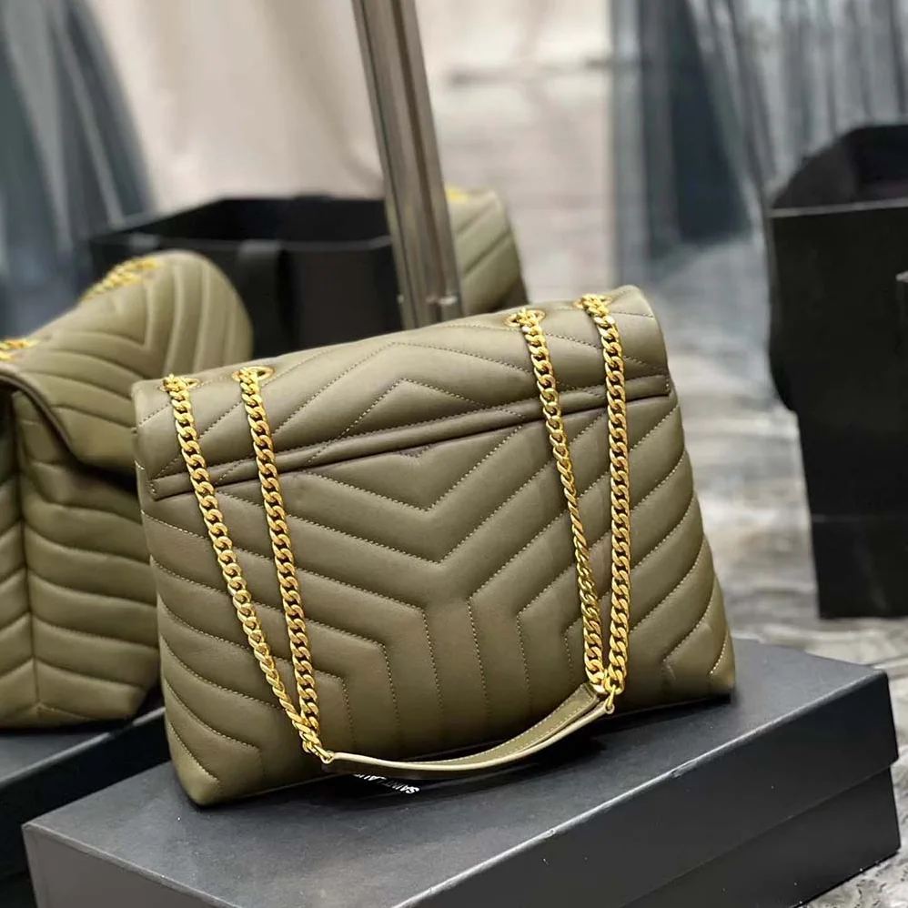 Saint Laurent YSL Loulou Medium Bag in Matelassé Y Leather for Women in Green
