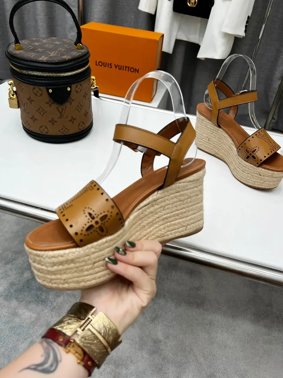 Louis Vuitton Starboard Wedge Sandal Brown LV 1A9PLN