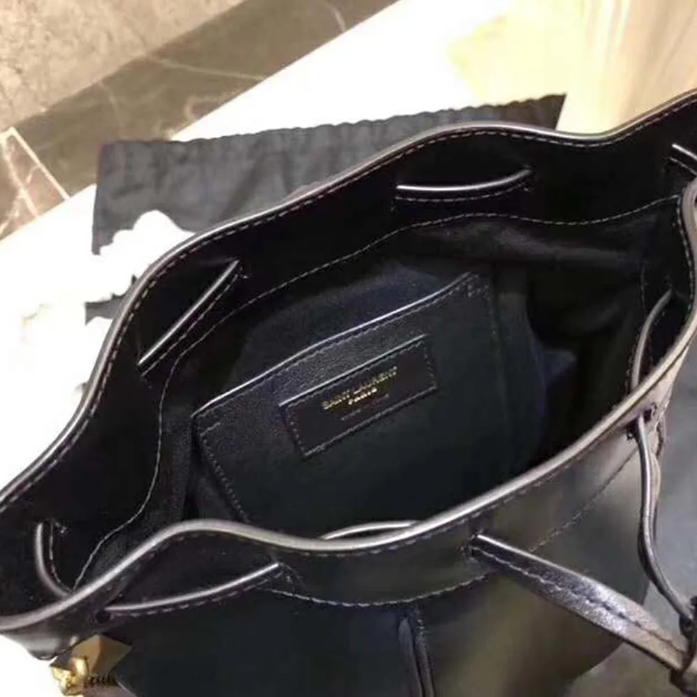 Saint Laurent YSL Saffiano Leather Mini Shoulder Bag for Women in Black Saint Laurent YSL Saffiano Leather Mini Shoulder Bag for Women in Black