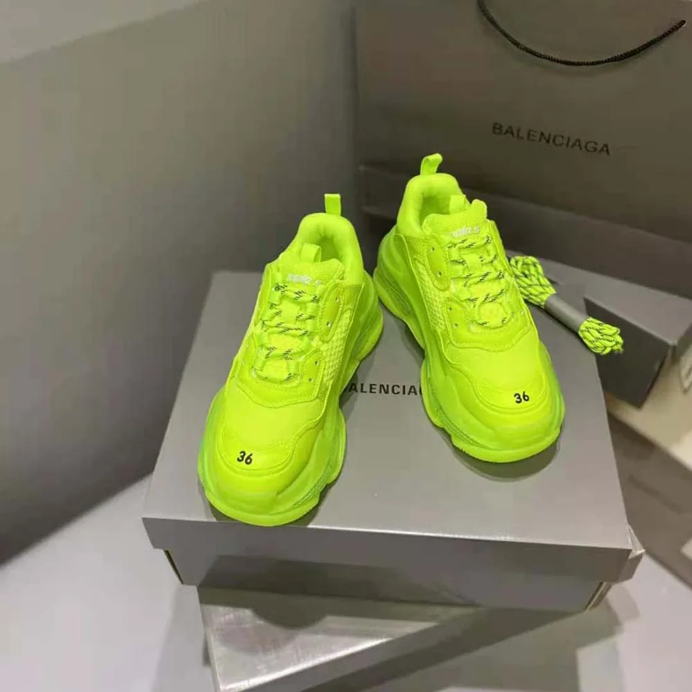Balenciaga Triple S Clear Sole Sneaker in Neon Yellow Double Foam and Mesh for Women Balenciaga Triple S Clear Sole Sneaker in Neon Yellow Double Foam and Mesh for Women