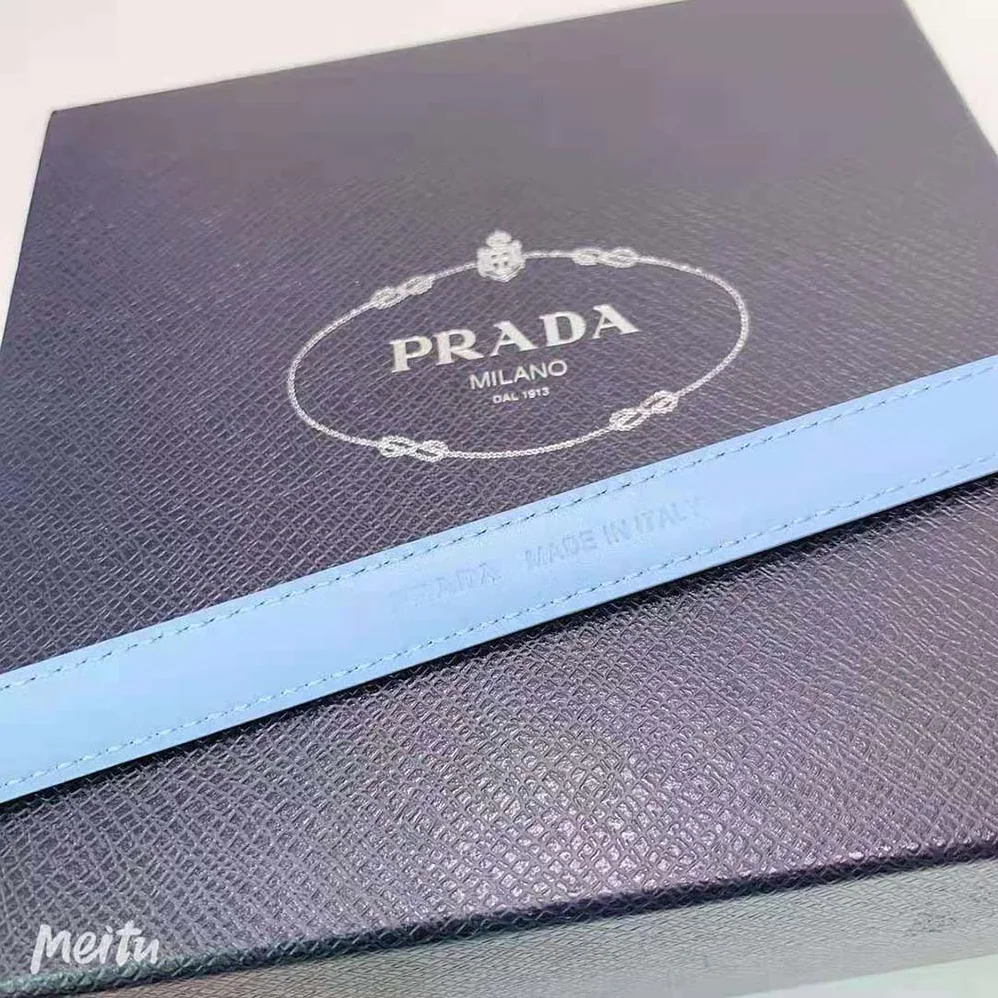 Prada Saffiano Leather Belt for Women in Blue