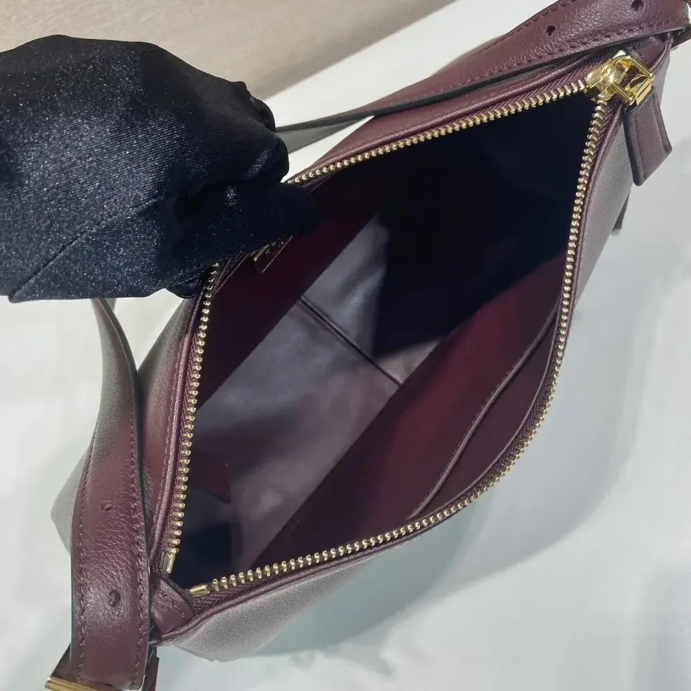 Prada Aimée Medium Leather Shoulder Bag for Women in Maroon