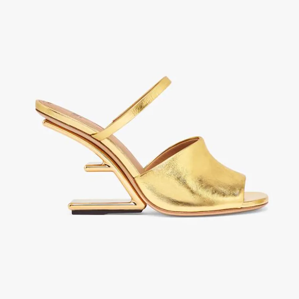 Fendi First Gold Nappa Leather High for Women in Heeled Sandals Fendi First Gold Nappa Leather High for Women in Heeled Sandals