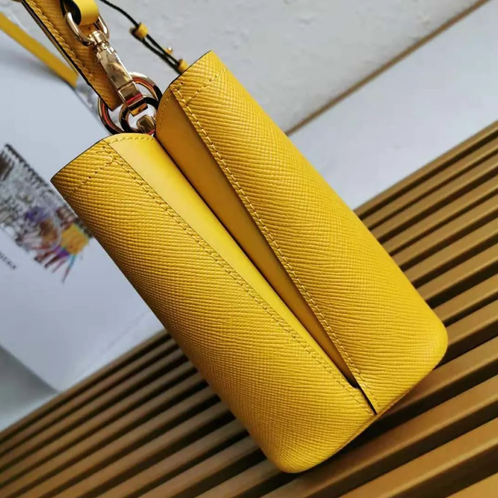 Prada Small Saffiano Leather Prada Panier Bag for Women in Yellow