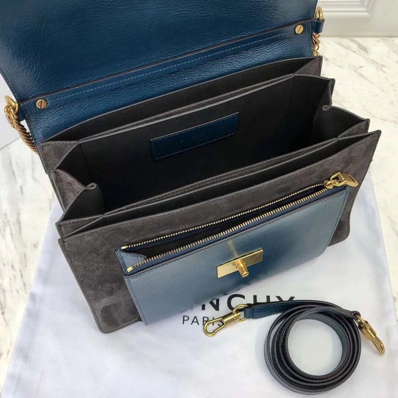 Givenchy Small Gv3 Bag in Leather and Suede for Women in Navy