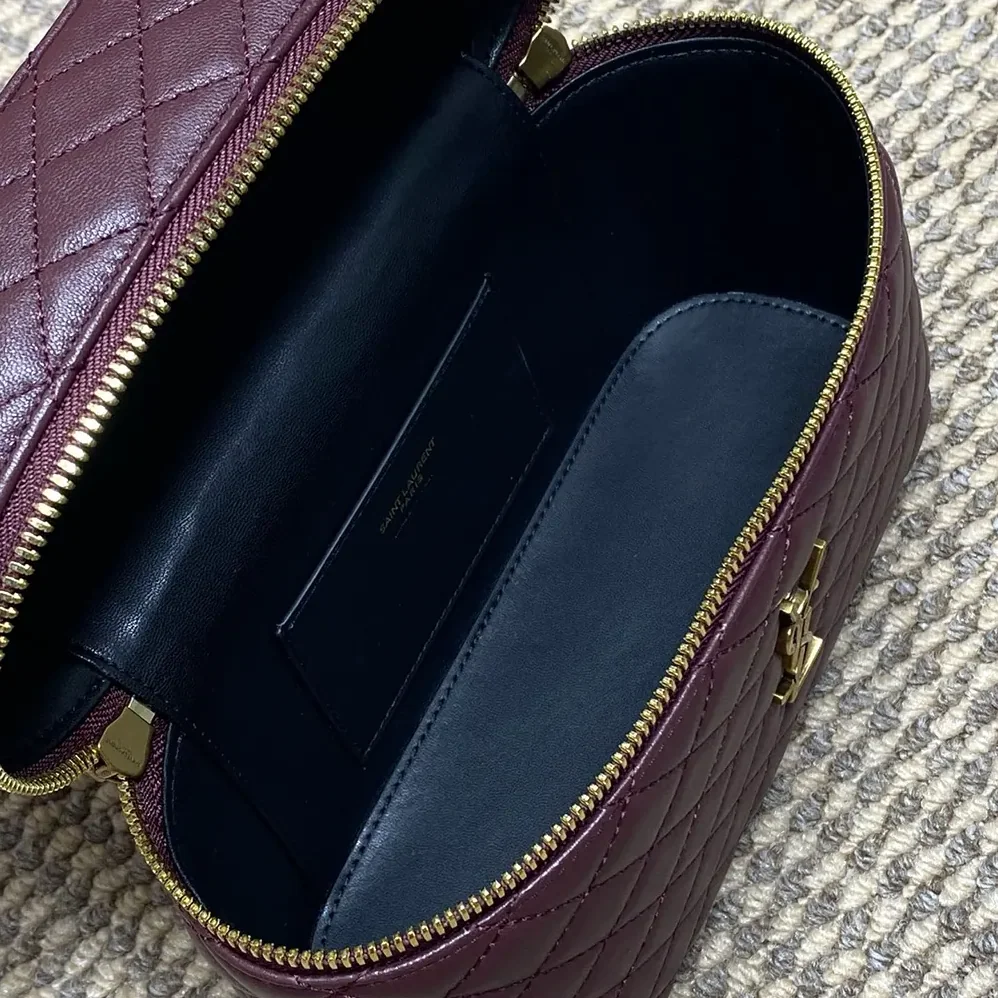 Saint Laurent YSL Gaby Large Vanity Bag In Lambskin for Women in Maroon Saint Laurent YSL Gaby Large Vanity Bag In Lambskin for Women in Maroon