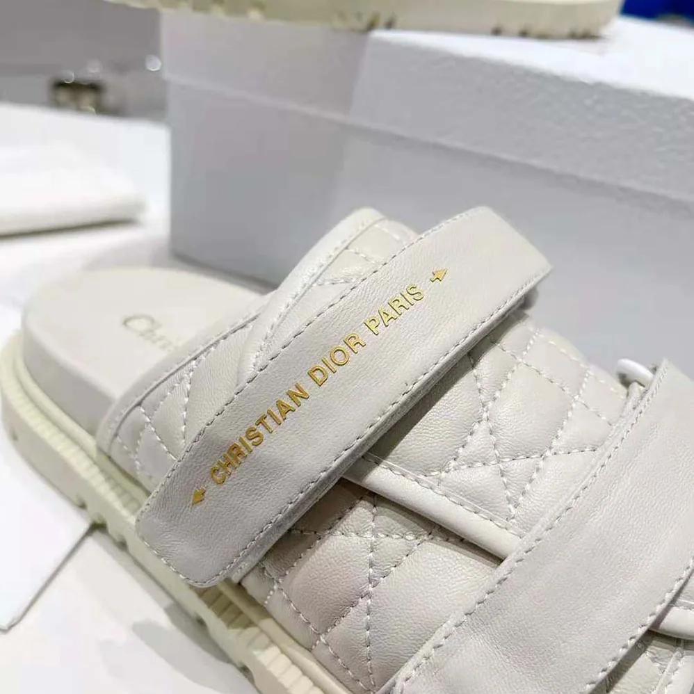 Dior Dio(r)evolution Slide White Quilted Cannage Calfskin for Women