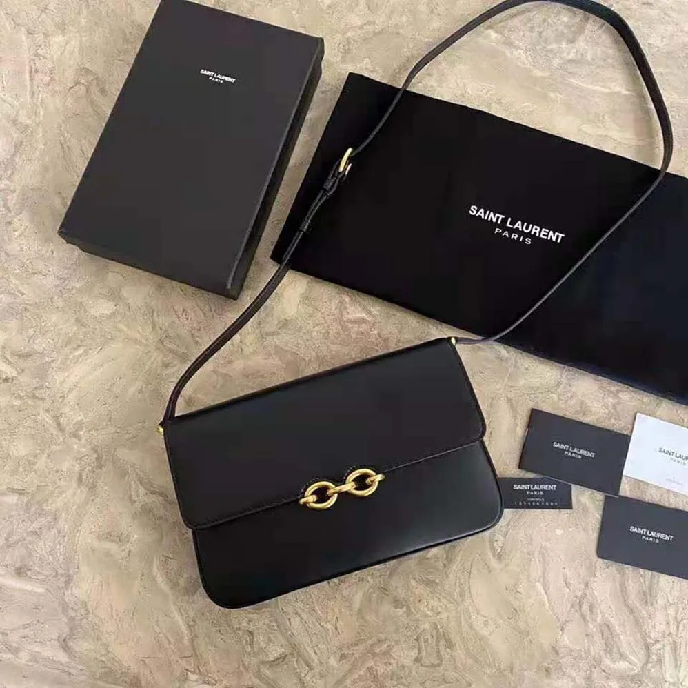 Saint Laurent YSL LE Maillon Satchel in Smooth Leather for Women in Black Saint Laurent YSL LE Maillon Satchel in Smooth Leather for Women in Black