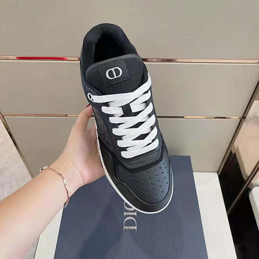 Dior B27 Low-Top Sneaker Black Smooth Calfskin and CD Diamond Canvas for Men