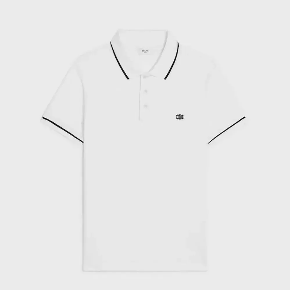 Celine Classic Polo Shirt in Cotton Piqué-White 2X75H626U.01OB for Men