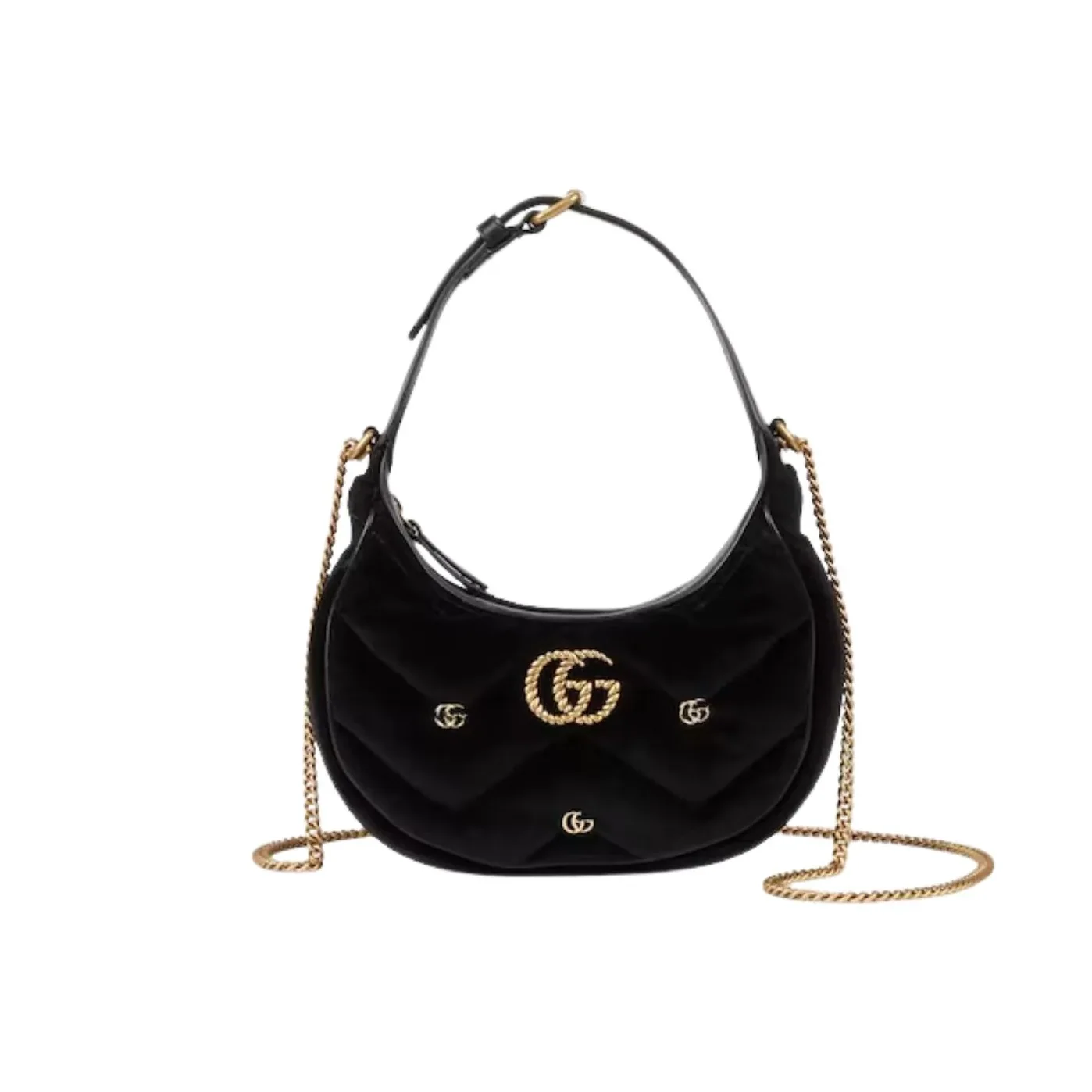 Gucci Marmont Half Moon Shaped Mini Bag Black / Gucci Marmont Half Moon Shaped Mini Bag Black /