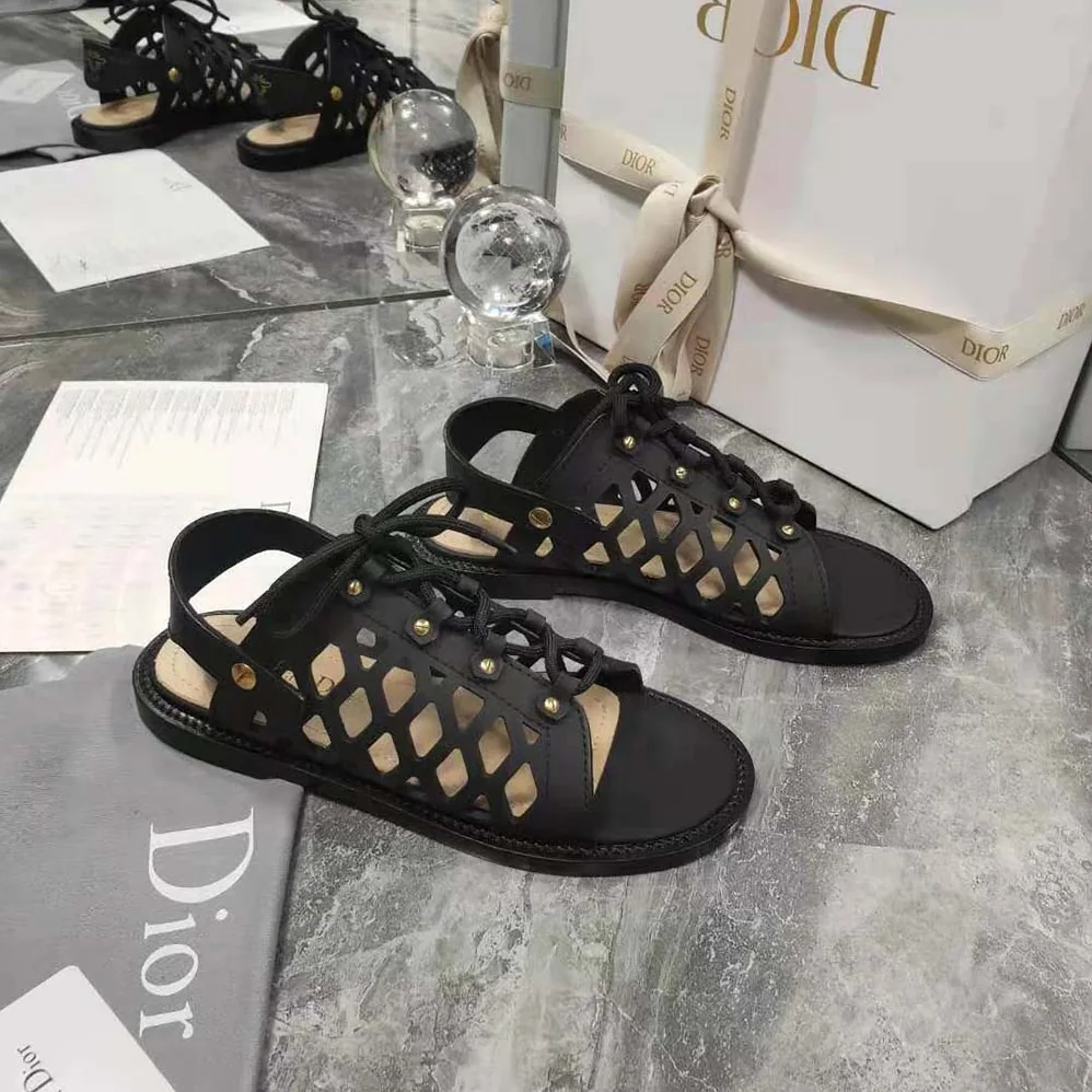 Dior D-Trap Sandal Black Matte Calfskin for Women Dior D-Trap Sandal Black Matte Calfskin for Women