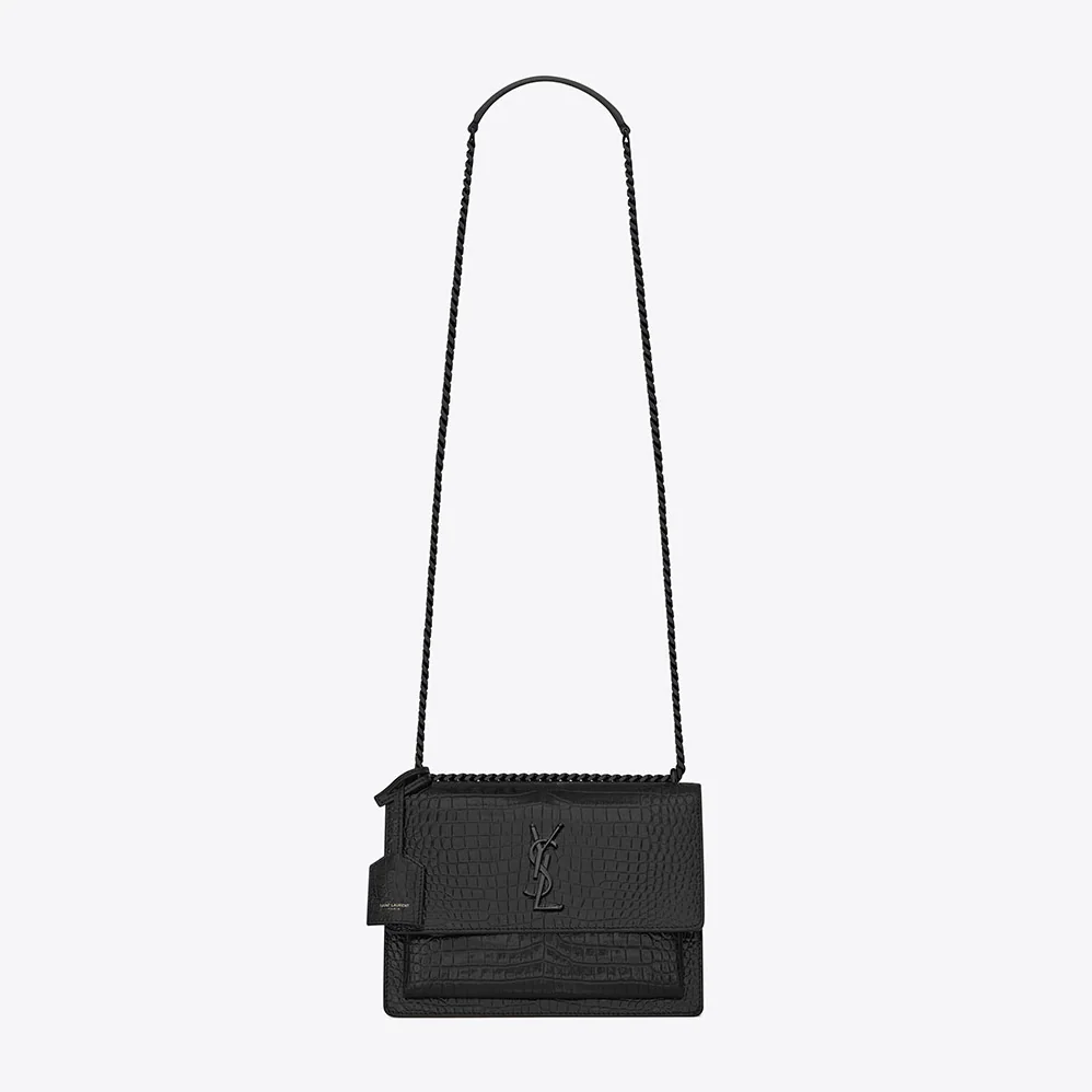 Saint Laurent YSL Sunset Medium in Crocodile Embossed Shiny Leather for Women