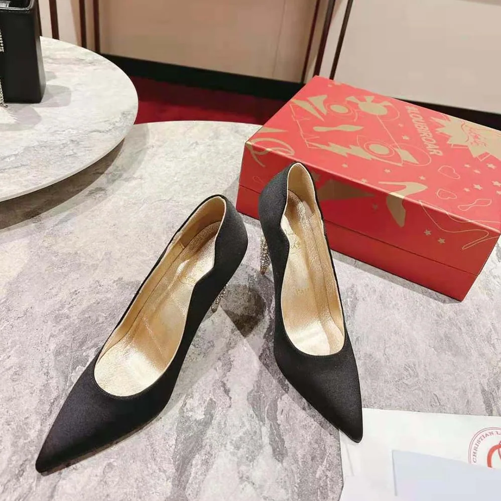 Christian Louboutin Lipstrass Pump 100 mm Heel Height for Women in Black Christian Louboutin Lipstrass Pump 100 mm Heel Height for Women in Black