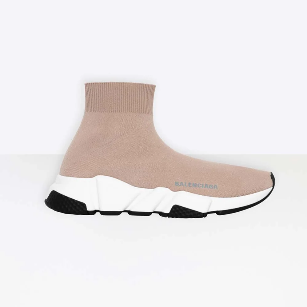 Balenciaga Speed Trainers in Knit and Balenciaga Logo for Women in Sandy