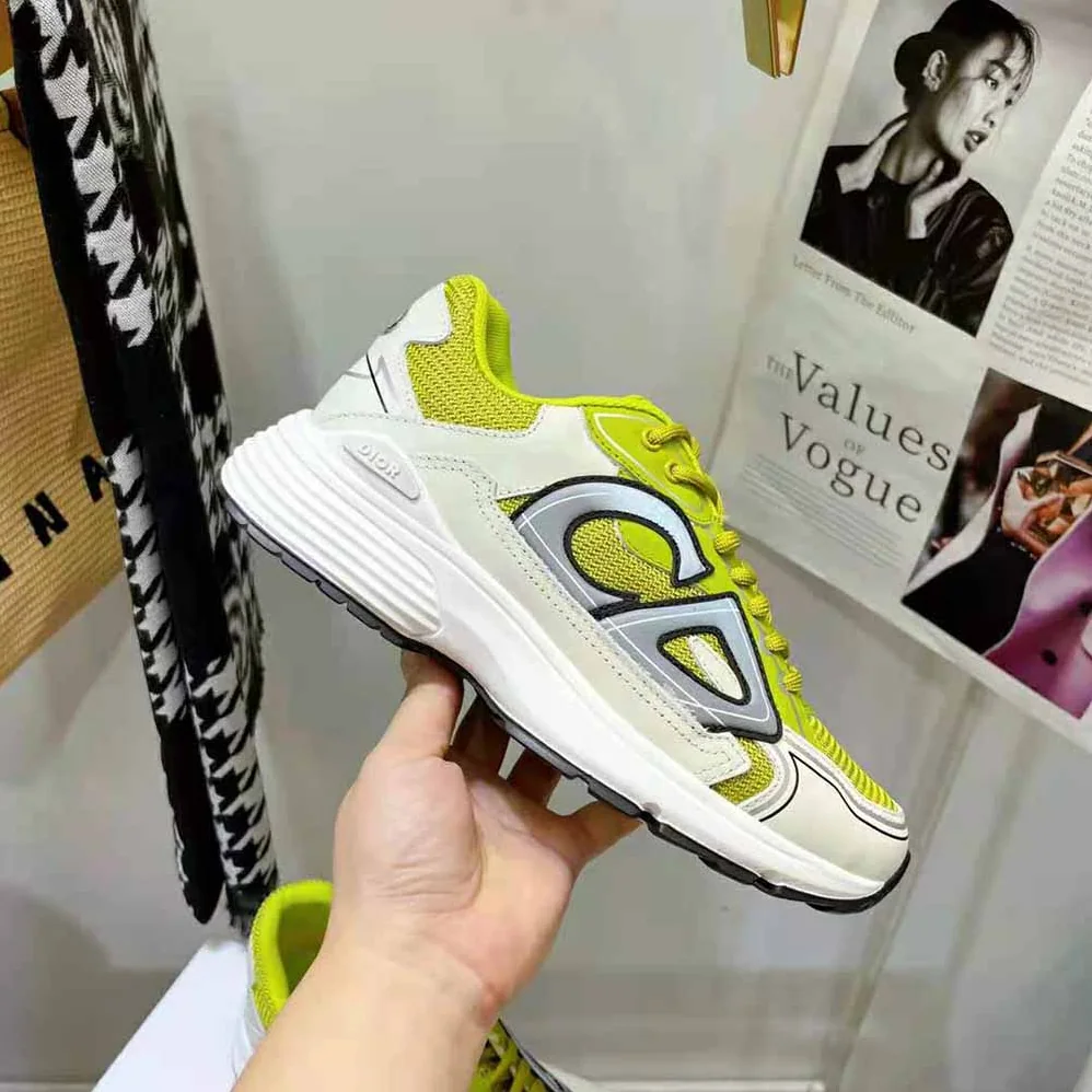 Dior B30 Sneaker Yellow Mesh and White Technical Fabric for Men
