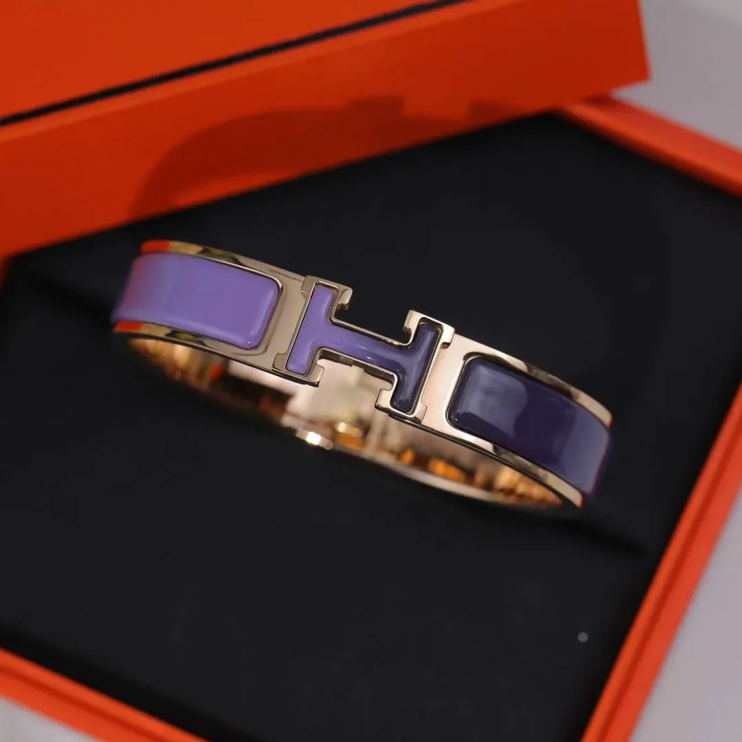 Hermes Clic Enameled H Bracelet Purple