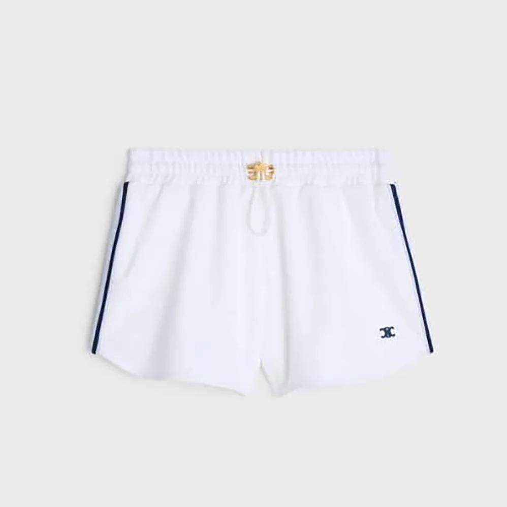 Celine Athletic Shorts in Double Face Jersey for Women in White