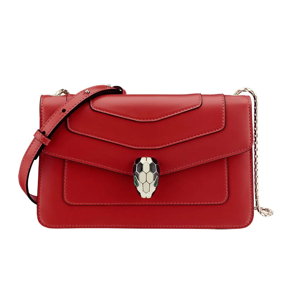 Bvlgari Flap Cover Bag Serpenti Forever in Red Calf for Women
