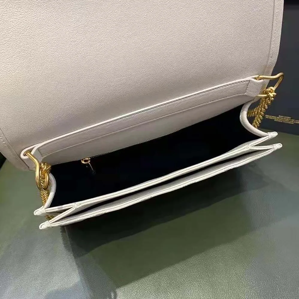 Saint Laurent YSL Becky Mmini Chain Bag in Carre-Quilted Lambskin for Women in White Saint Laurent YSL Becky Mmini Chain Bag in Carre-Quilted Lambskin for Women in White