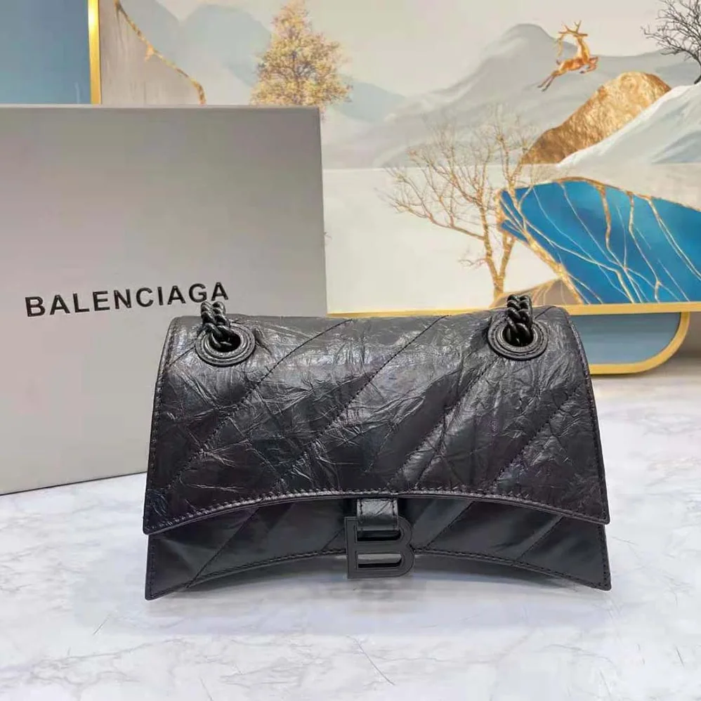 Balenciaga Crush Small Chain Bag Quilted in Black for Women