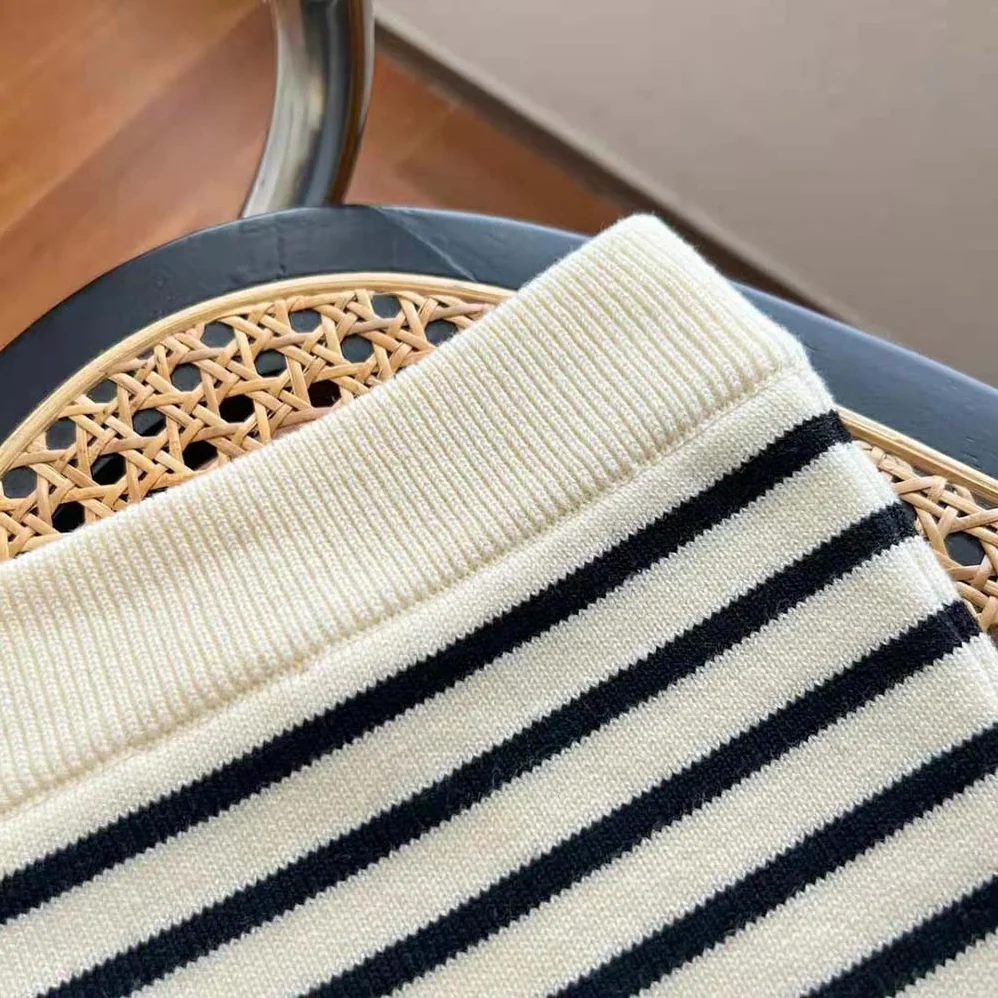 Celine Bandeau Dress in Striped Wool for Women in White Celine Bandeau Dress in Striped Wool for Women in White