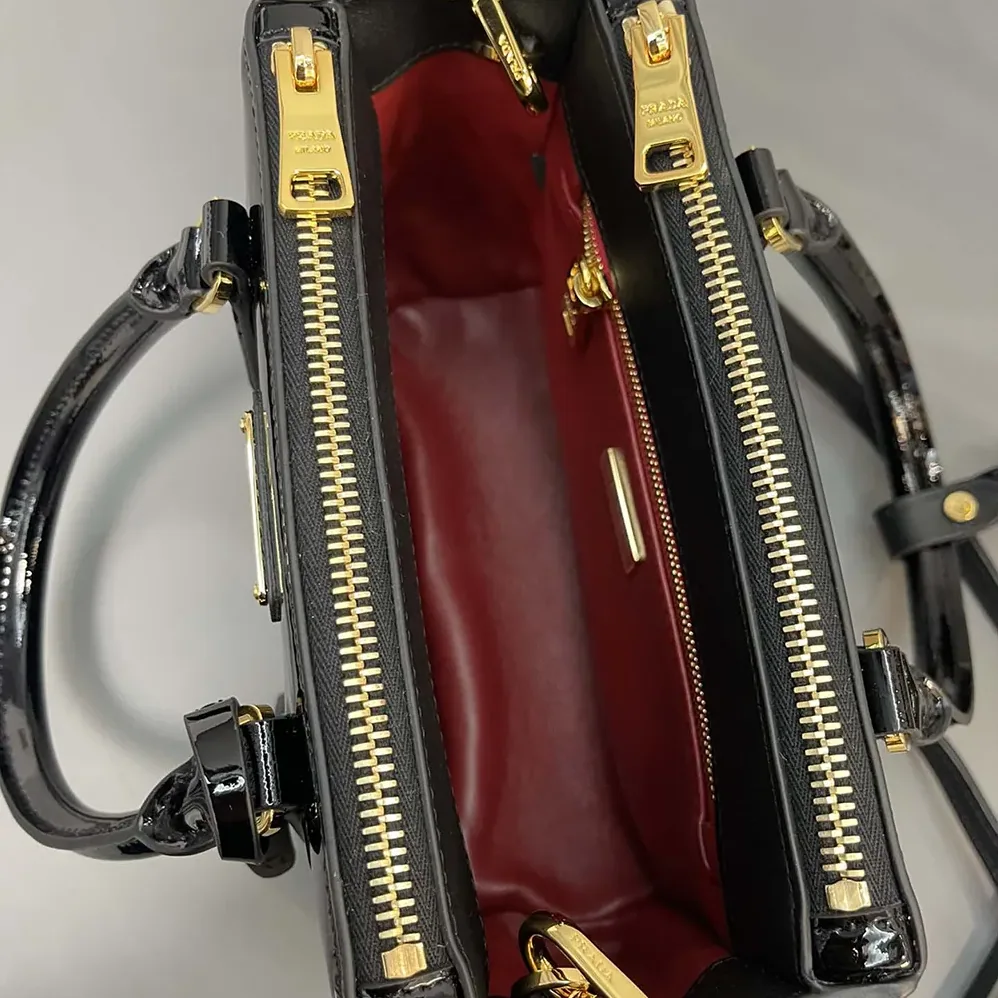 Prada Prada Galleria Patent Leather Mini Bag for Women in Black