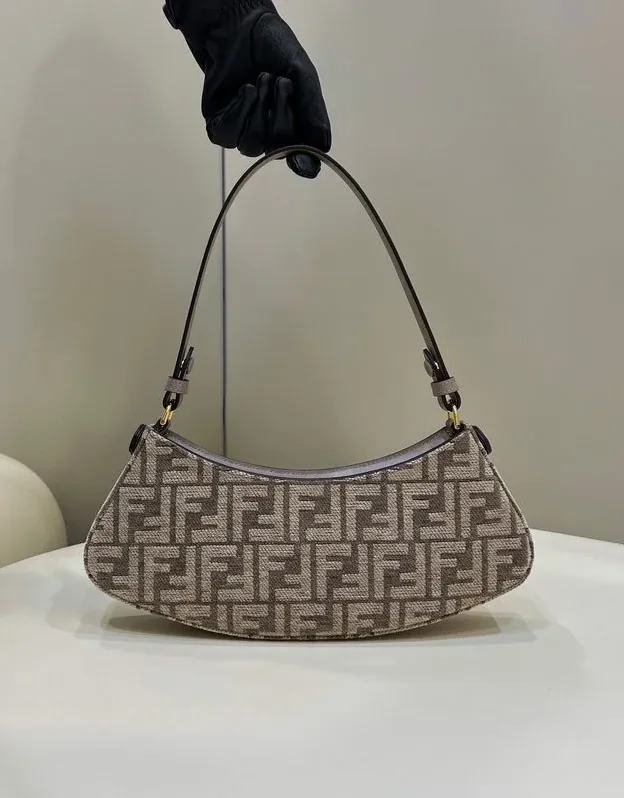 Fendi OLock Swing Dove Gray Tapestry Fabric Bag For Woman / Fendi OLock Swing Dove Gray Tapestry Fabric Bag For Woman /