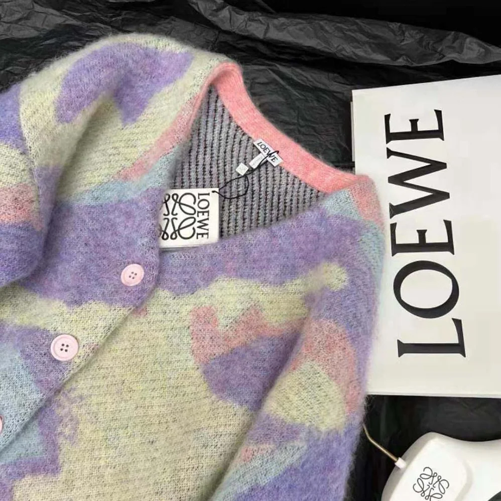 Loewe Unicorn Jacquard Cardigan in Mohair for Women in Purple Loewe Unicorn Jacquard Cardigan in Mohair for Women in Purple