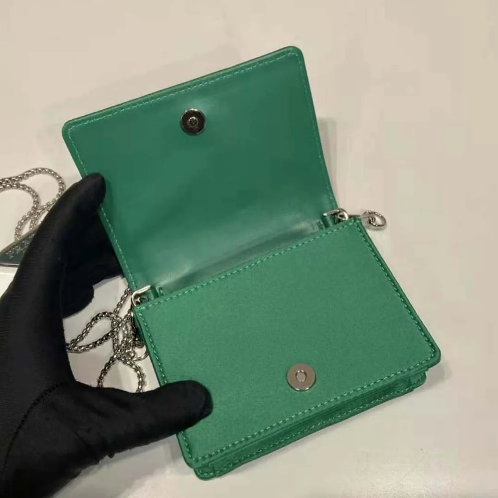 Prada Cardholder with Shoulder Strap and Crystals for Women in Green Prada Cardholder with Shoulder Strap and Crystals for Women in Green