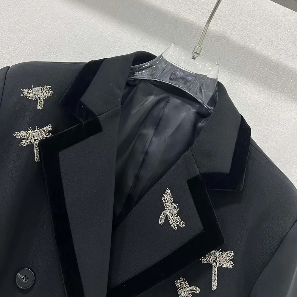 Dior Embroidered Marlène Jacket Black Wool and Mohair with Dragonfly Motif for Women