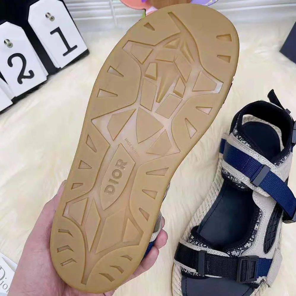 Dior Atlas Sandal Beige and Black Dior Oblique Jacquard with Beige Suede for Men Dior Atlas Sandal Beige and Black Dior Oblique Jacquard with Beige Suede for Men
