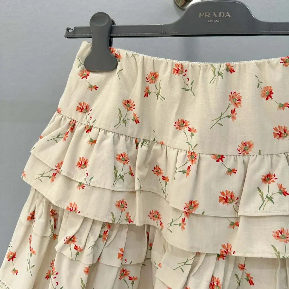 Prada Floral Print Linen Miniskirt for Women